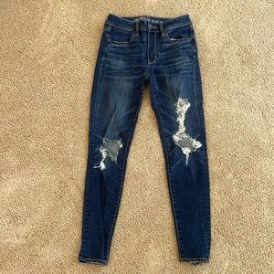 American Eagle skinny super stretch ripped jeans